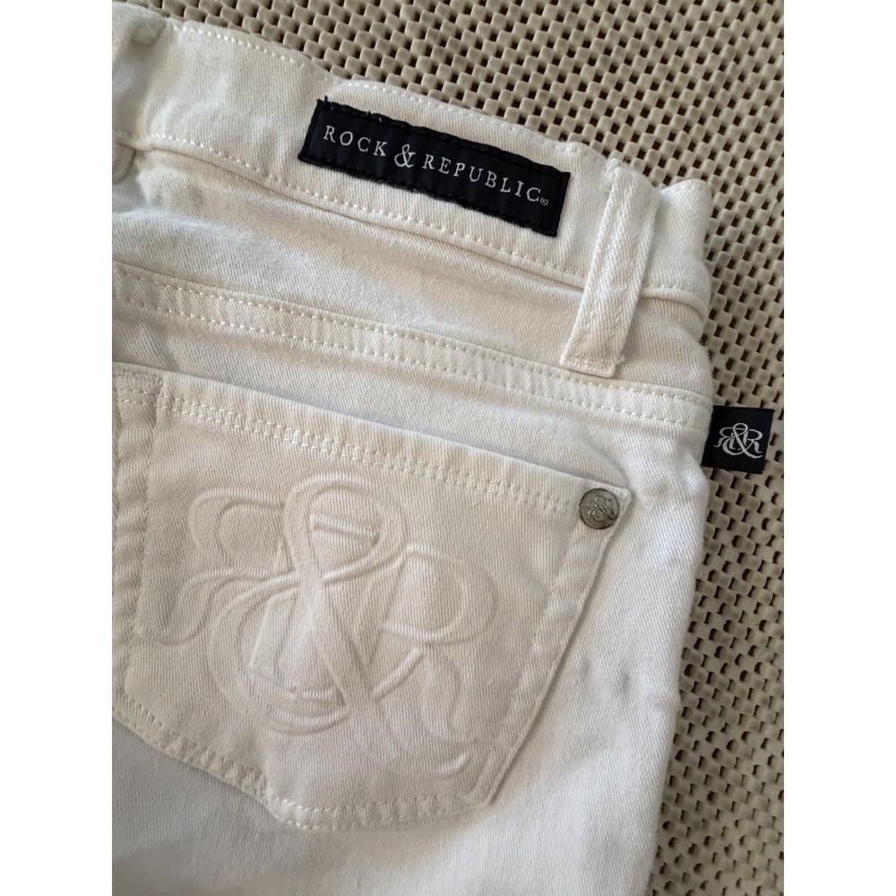 Rock & Republic Jeans Women Sz 2 White Berlin Straight Leg Stretch Denim R010177